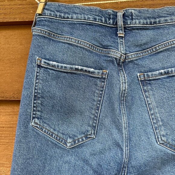 Agolde Riley Crop Button Fly High Waist Straight Leg Blue Jeans Size 28 - Picture 16 of 16